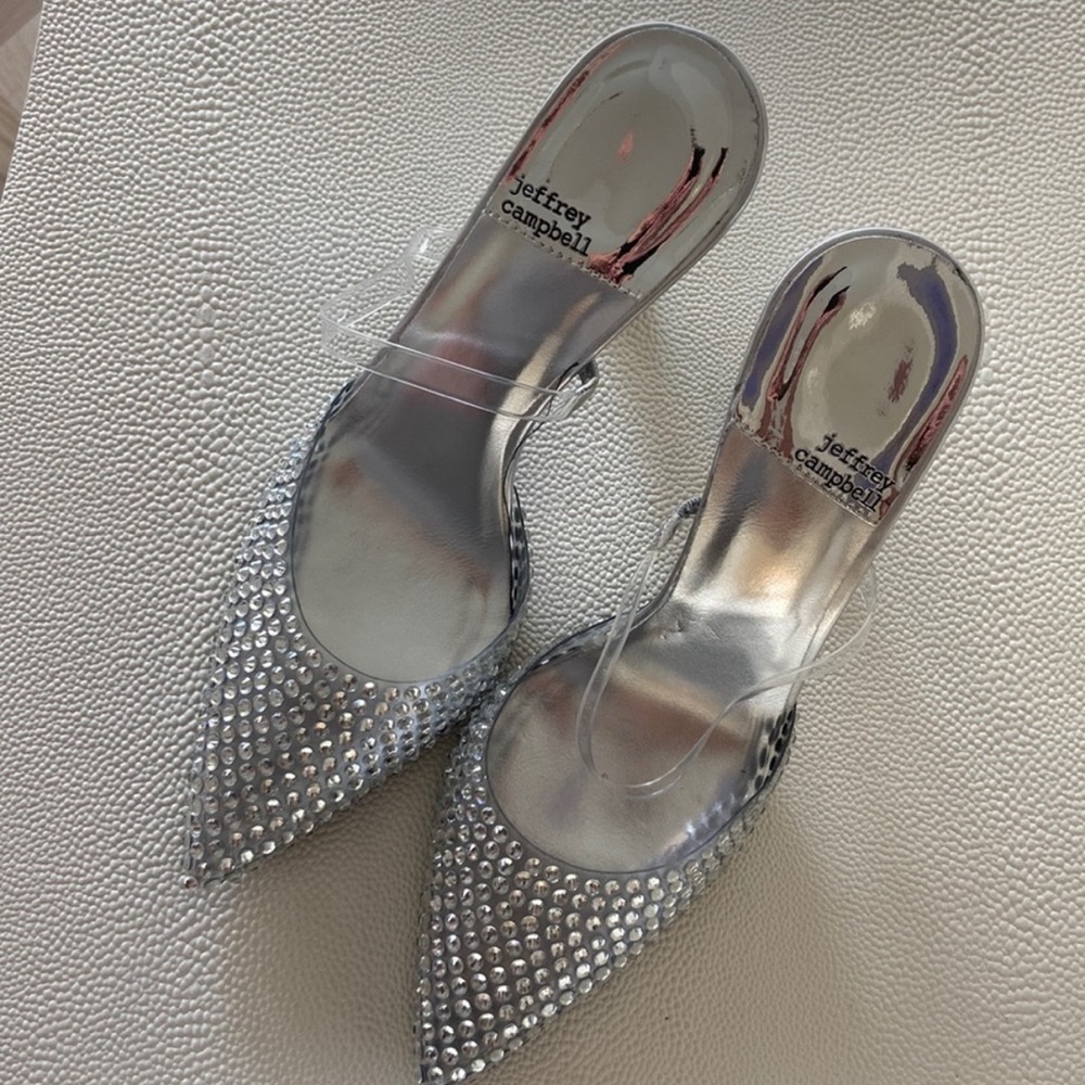 Jeffrey Campbell Silver Rhinestone Heels